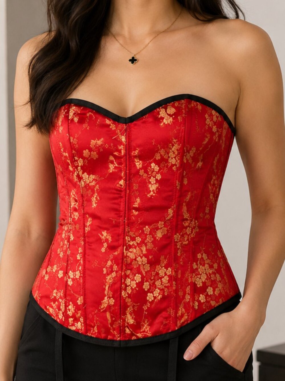 Red Asian Themed Corset Set - NEW